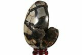 Septarian Dragon Egg Geode - Black Crystals #120914-1